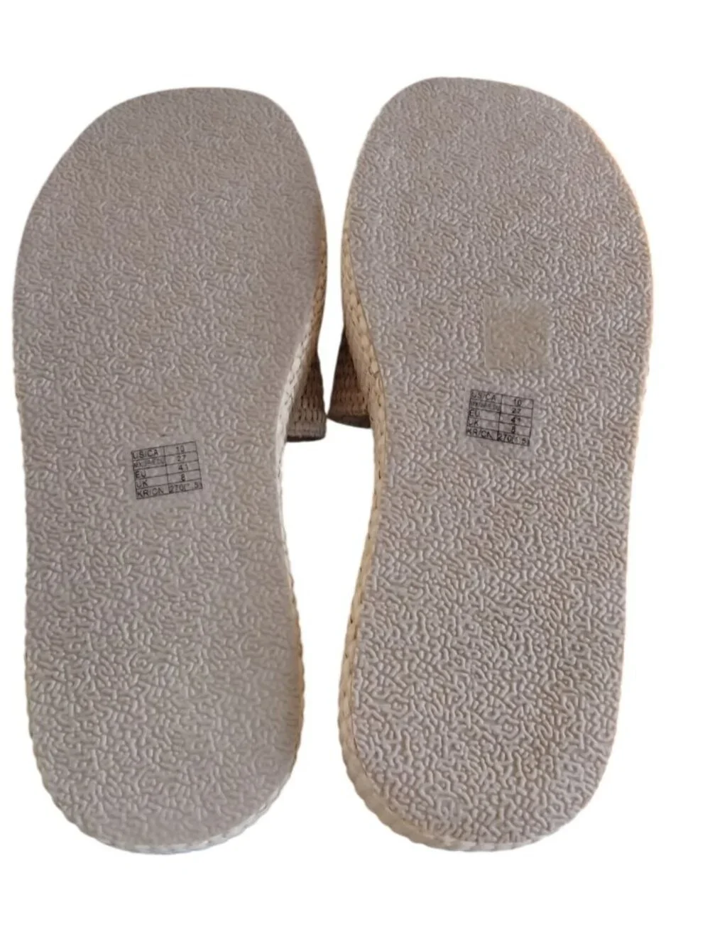 Vodvob Size 10 Sandals Espadrille Raffia Slip-On Beige 1.77